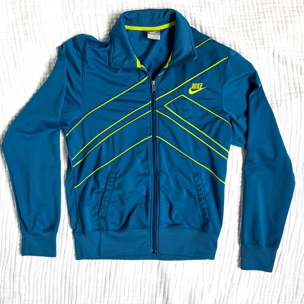 Nike Y2K Teal Track Jacket Neon Green Zip Athletic Running Mens S
